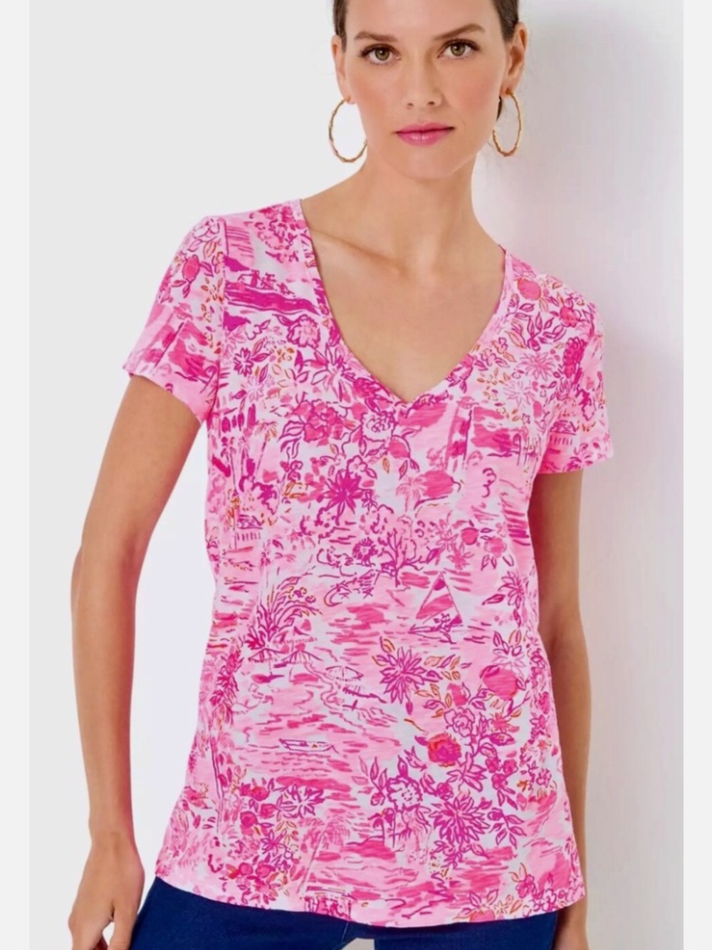 NWT Lilly Pulitzer Etta Tee in Seaside Scene Size L